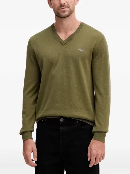 Pulover Gant cu decolteu în V verde