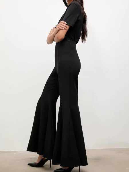 Answear.LAB pantaloni evazati high waist negru