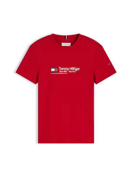 TOMMY HILFIGER Tricou BRAND LOVE bleumarin / roșu alb