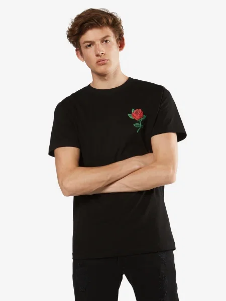 Mister Tee Majica Rose zelena / ognjeno rdeča črna