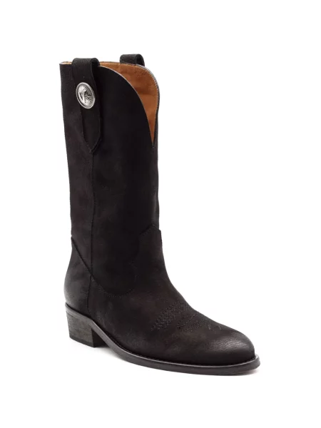 Botine Via Roma 15 cu broderie negru
