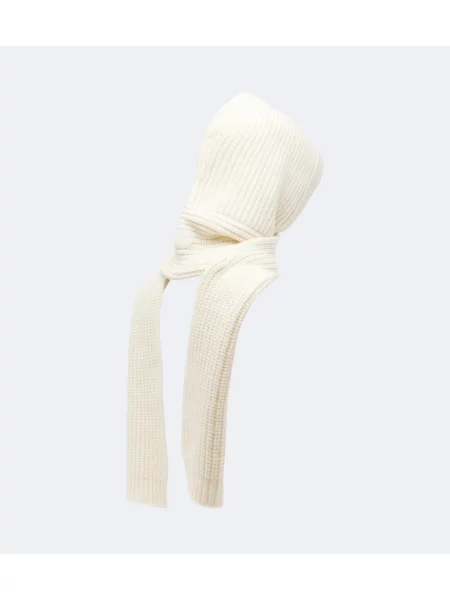 Vlnený šál Moncler s kapucňou biela