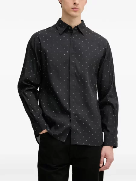 Lung cămașă Emporio Armani cu imagine negru