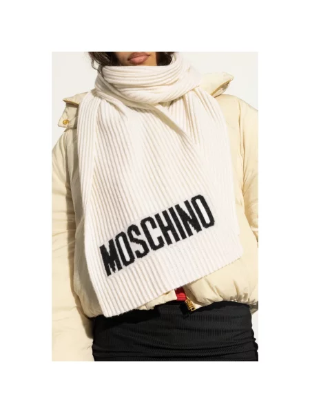 Moschino szalik z wełną beżowa