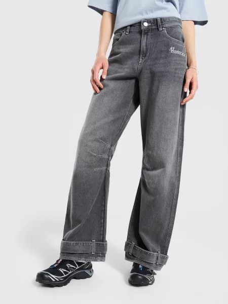 Hoodrich Spodnie Wide Leg Jeans Onyx szare