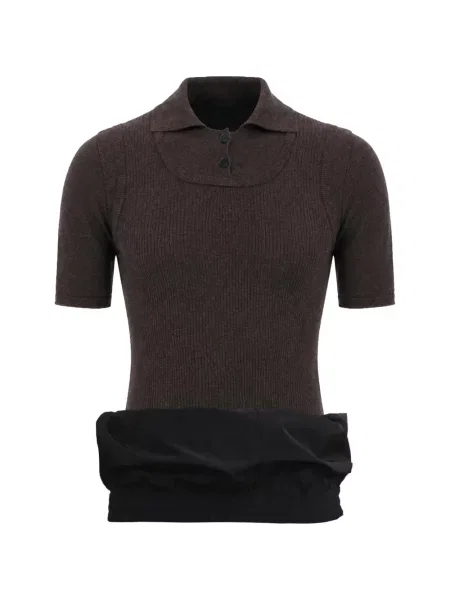 Scurt tricou polo Alainpaul tricotate maro
