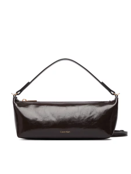 Calvin Klein torebka bagietka z imitacji skóry brązowa