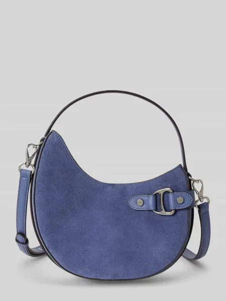 Torba na ramię z naturalnej skóry Lauren Ralph Lauren niebieska