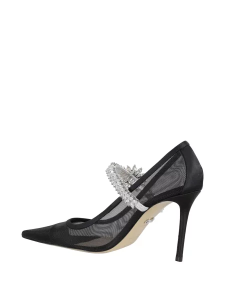 Pantofi cu toc Mach & Mach cu model floral plasă negru