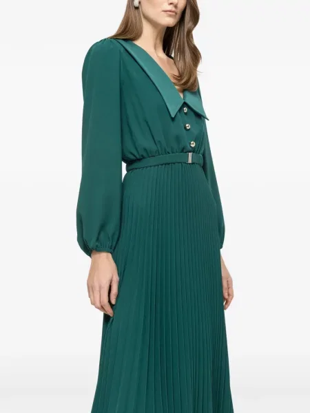 Rochie midi Nissa plisată până la genunchi de costum verde