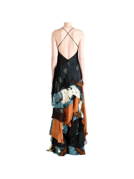 Rochie maxi Yangkehan cu model floral cu imagine negru