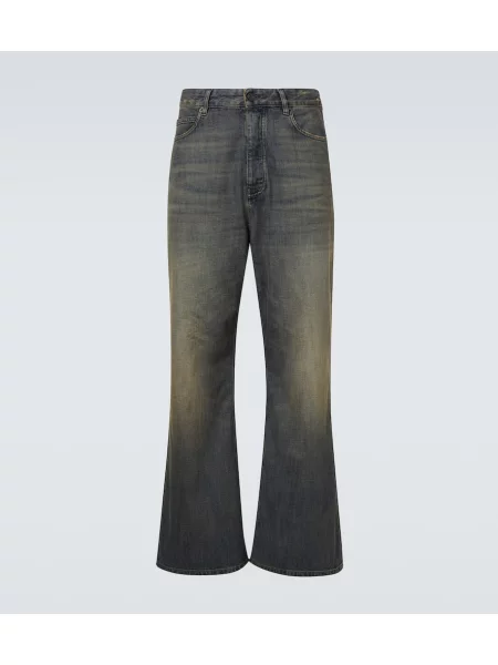 Lepršave traperice Balenciaga niski struk plava