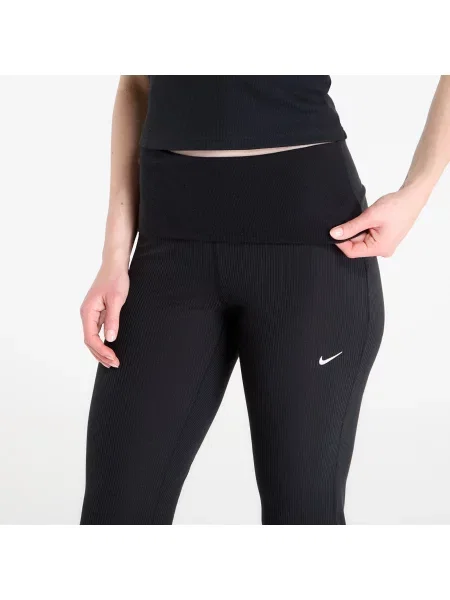 Панталони Nike Sportswear Chill Knit Mid-Rise Tight Ribbed Pants Black/ Sail XL черно