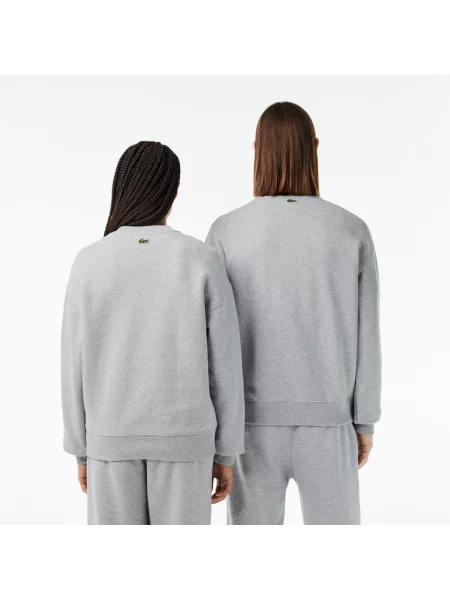 Lacoste Bluza Unisex Z Okrągłym Dekoltem Loose Fit szara