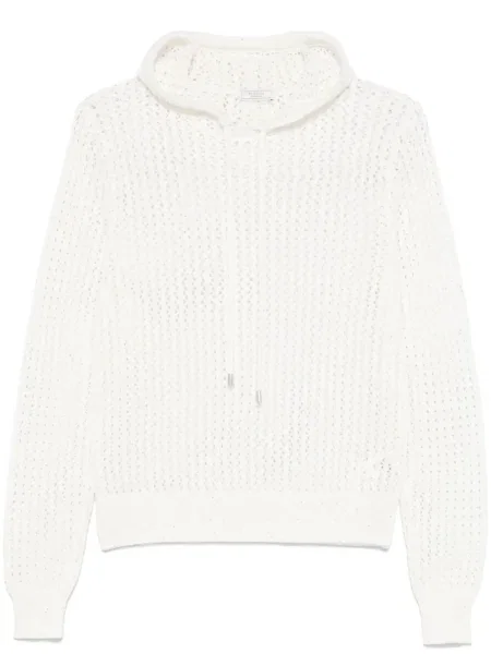 Hanorac cu glugă Peserico tricotate alb