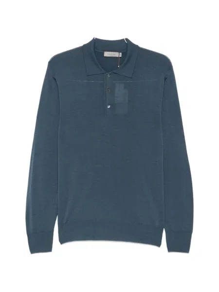 Tricou polo Canali tricotate albastru