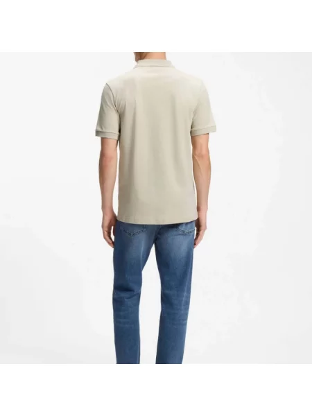 Slim Fit koszulka polo z mieszanki bawełny Boss Orange beżowa