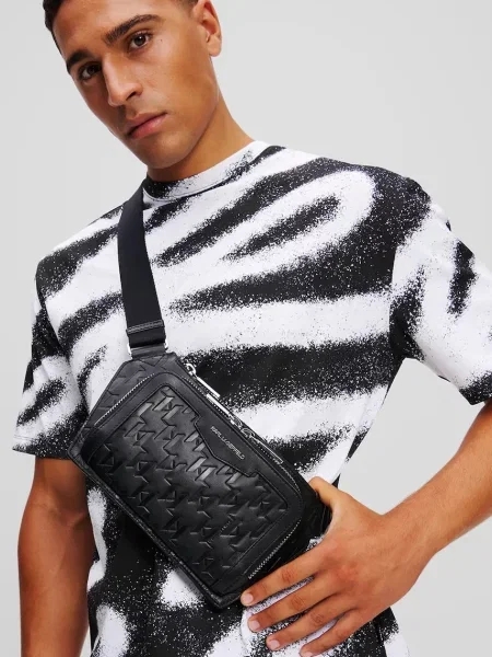 Kožená taška Karl Lagerfeld K/LOOM čierna
