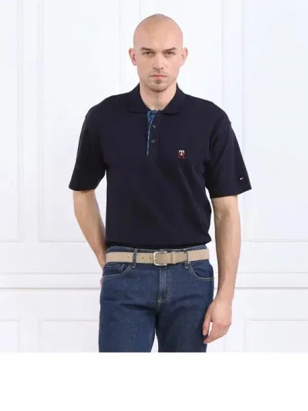 Tommy Hilfiger Tenisz póló MONOGRAM PLACKET ARCHIV kék