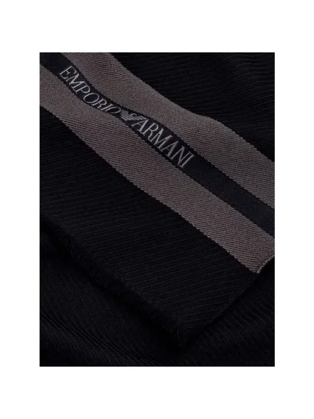 Szal Emporio Armani z logo czarna