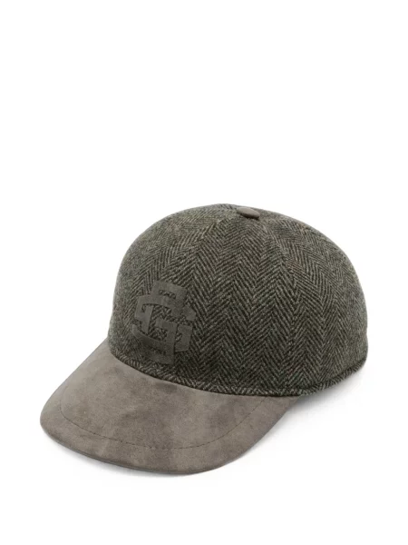 Șapcă Gran Sasso cu model herringbone cu autograf gri