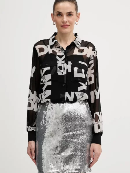 Dkny cămașă cu guler clasic relaxed negru