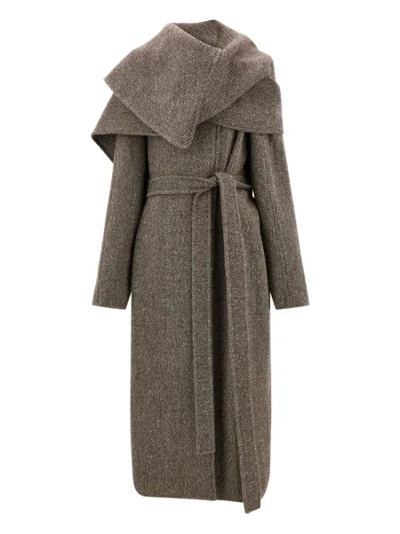 Palton Ferragamo cu model herringbone maro