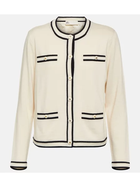 Cardigan Tory Burch de lână alb
