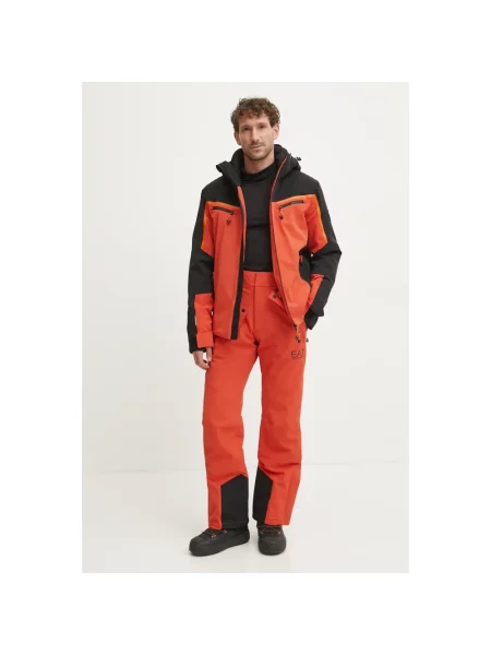 Emporio Armani kurtka narciarska Kitzbuhel Colorblock Logo pomarańczowa