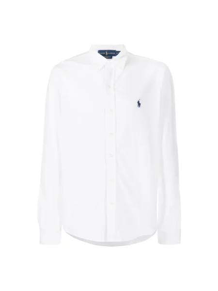 Dzianinowa koszula Polo Ralph Lauren z długim rękawem biała