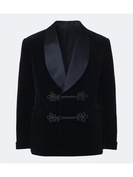 Costum Ralph Lauren Purple Label de catifea cu două rânduri de nasturi albastru