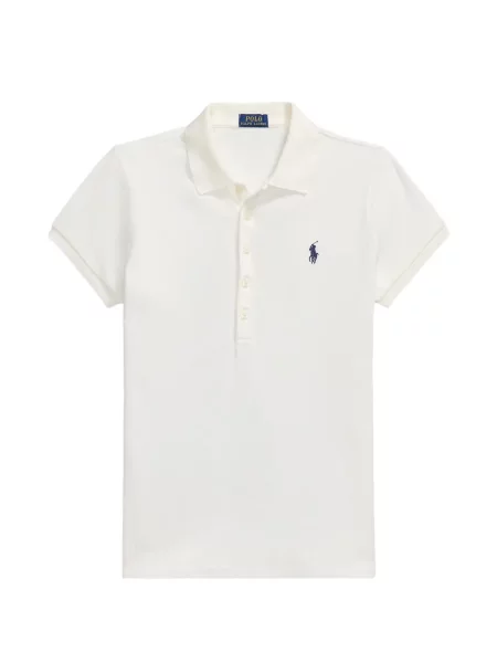 Вълнена поло тениска Polo Ralph Lauren с връзки с принт синьо