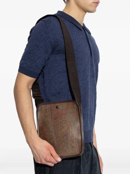 Geantă Etro cu model paisley maro