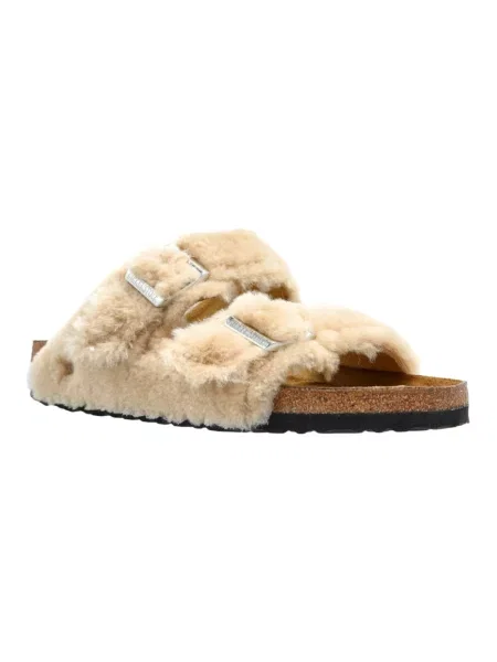 Klapki Birkenstock skórzane beżowe