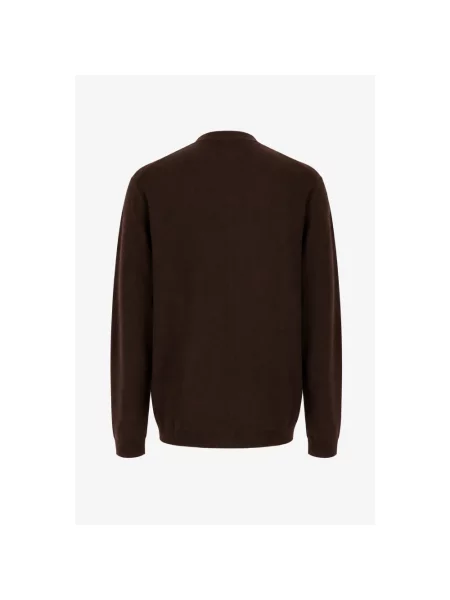 Krótki sweter z golfem Low Brand wełniany brązowy