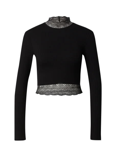 ABOUT YOU Tricou Danai Longsleeve' negru