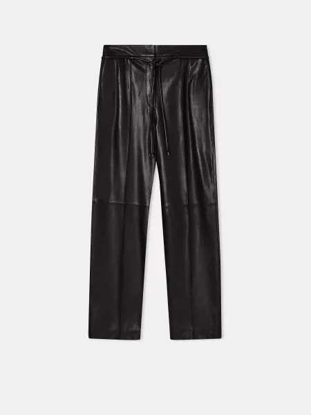 Кожаные повседневные брюки Emporio Armani коричневые