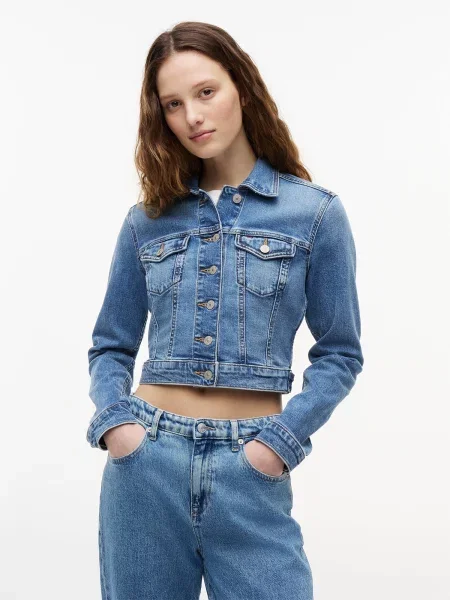 Tommy Jeans Prechodná bunda denim modrá