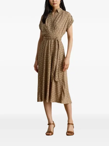 Rochie midi Lauren Ralph Lauren cu imagine maro