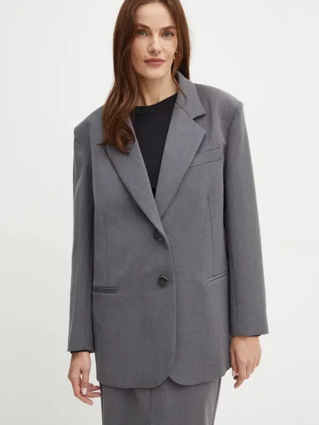 Сако Simona Corsellini с едно копче с изчистен дизайн сиво
