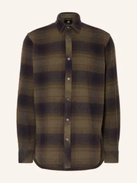 G-Star Košile Regular Fit olivová / hnědá černá