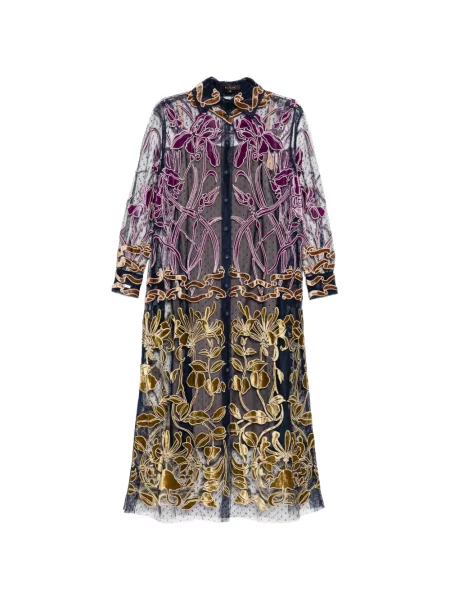 Rochie tip cămașă Biyan de catifea cu buline albastru