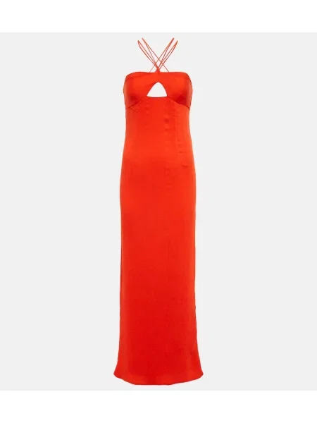 Rochie maxi Staud cu gât halter de costum portocaliu