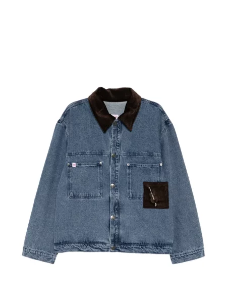 Kurtka jeansowa Charles Jeffrey Loverboy sztruksowa z łatami niebieska