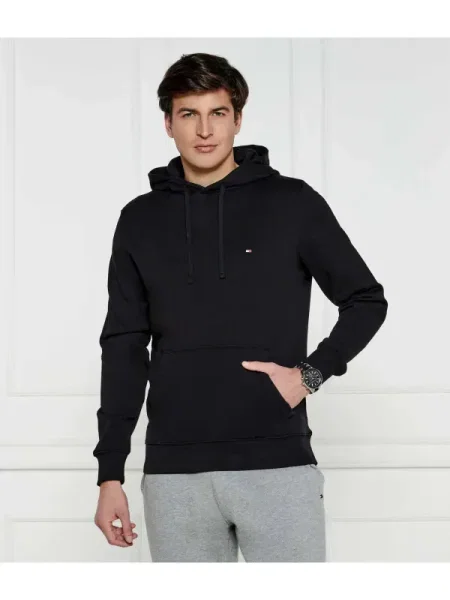 Geacă Tommy Hilfiger din material terry negru