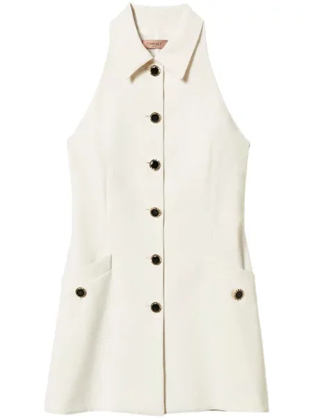 Rochie mini Twinset din crep de costum alb