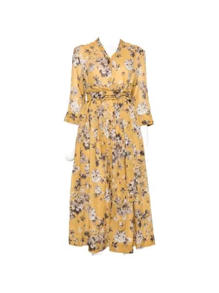 Rochie midi 's Max Mara cu model floral cu imagine cu legături galben