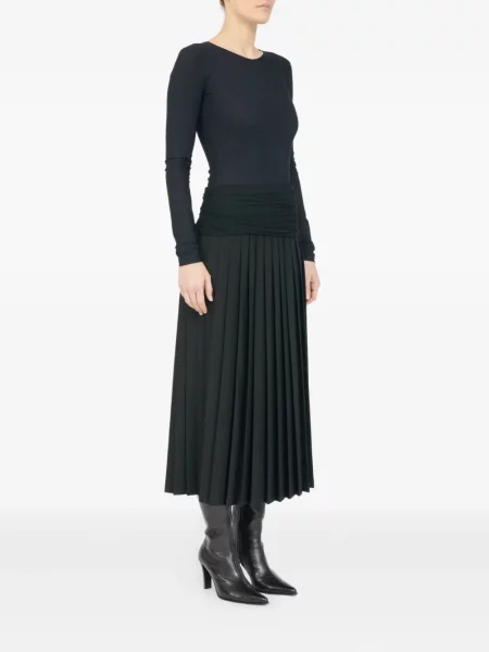 Плисирана плисирана пола Mm6 Maison Margiela до коляното синьо