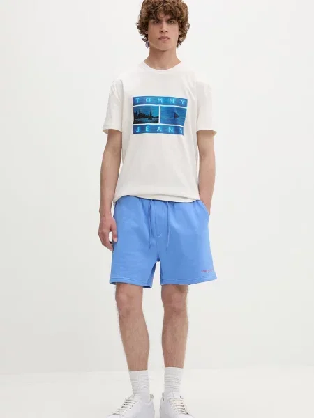 Tommy Jeans trenirka kratke hlače z bombažem modra