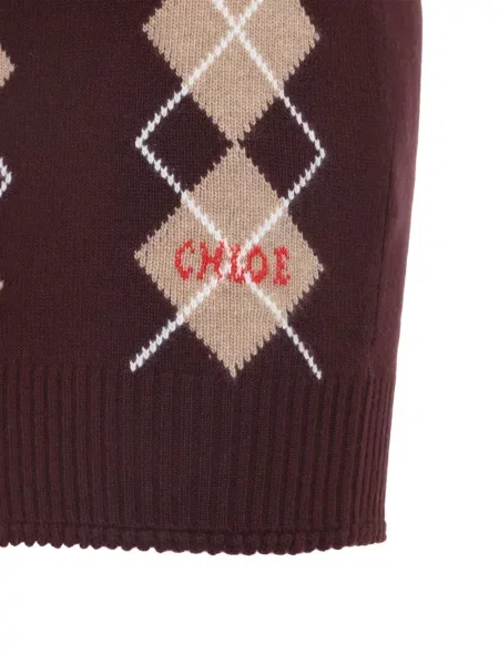 Mała mały spódnica mini Chloe z wzorem argyle czerwona